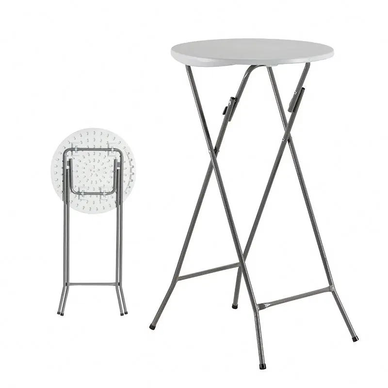 60cm HDPE Plastic Outdoor Folding Round Tables White Foldable Mini Bar Dining Table