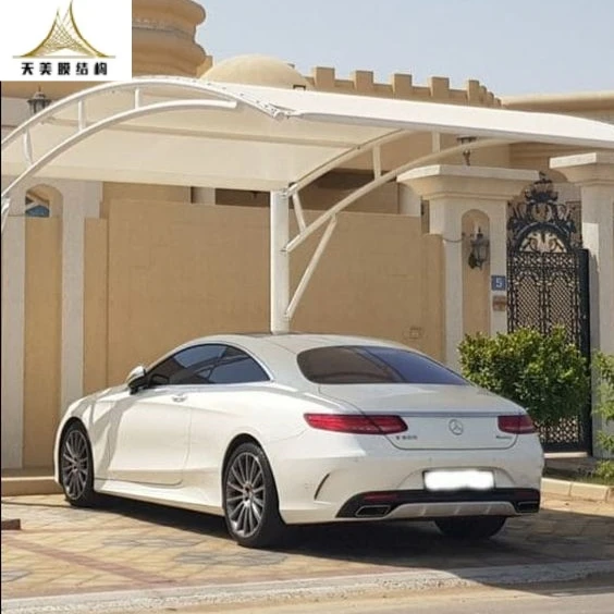 High Quality Custom PVDF PTFE Car Parking Shed Tensile Membrane Structure Waterproof Carports For Car Parking