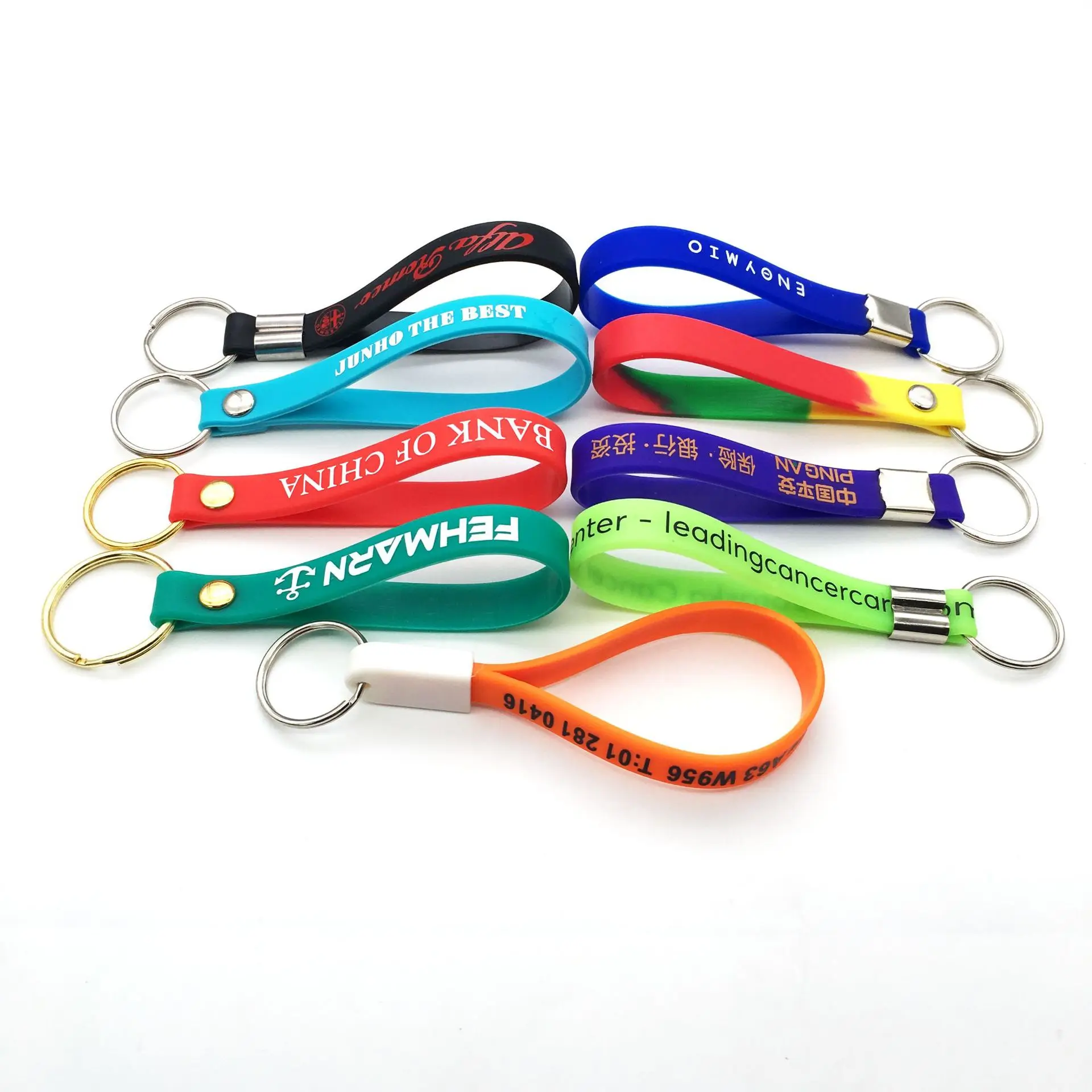 
Wholesale good quality silicone rubber keychain Key holder wristbands 