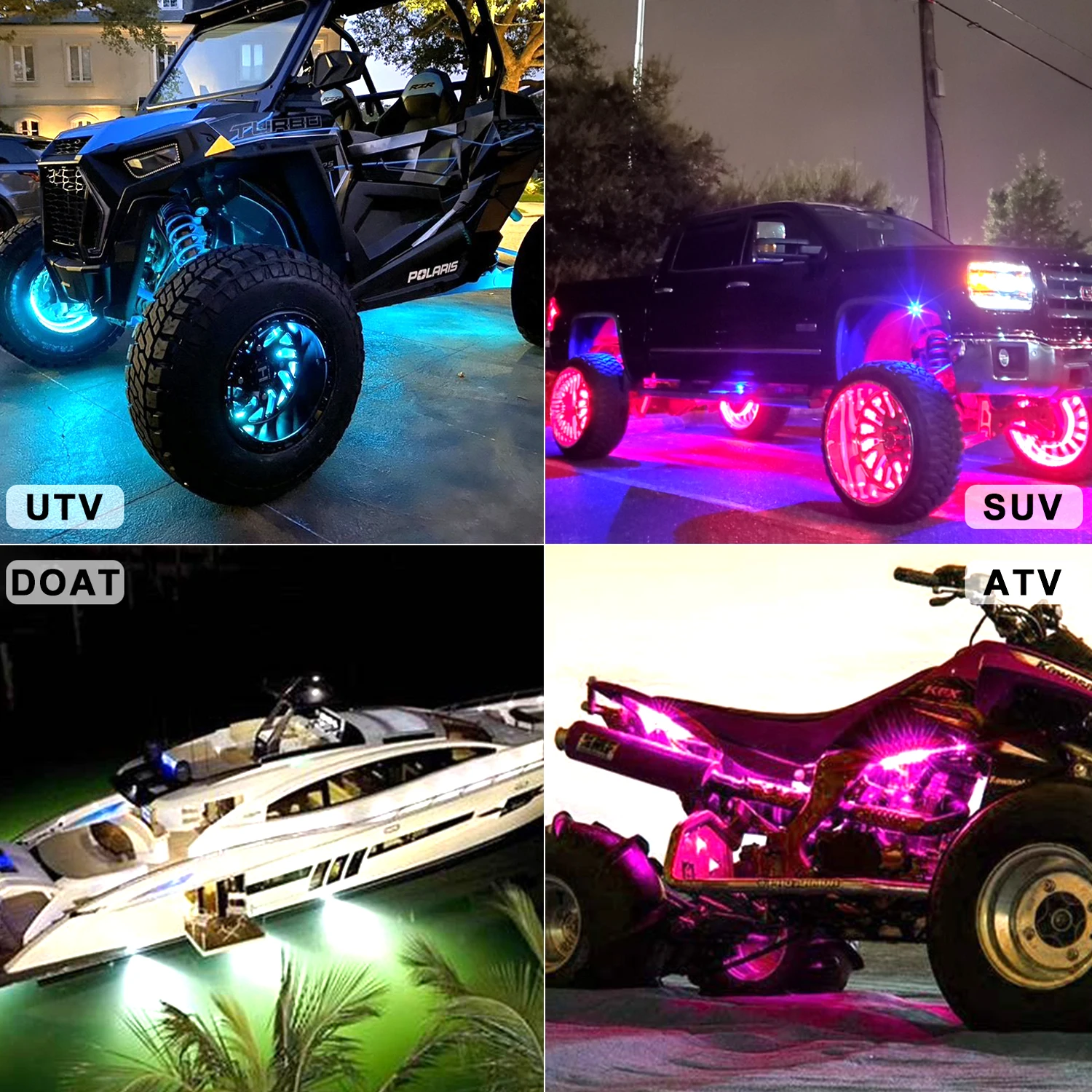Автомобильный светильник 4x4 SUV ATV украшение для автомобиля RGBW 8PC светодиодный Rock под кузовом комплект с дистанционным управлением через приложение
