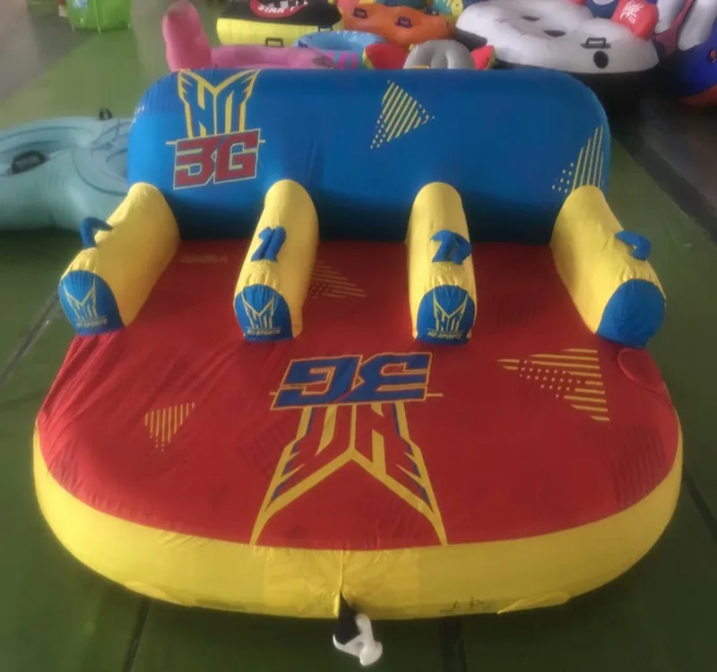 Oem custom for 2 3 4 Person Comfortable Backrest Water Sport Fying Boat Ski Inflatable Towable Tube boat