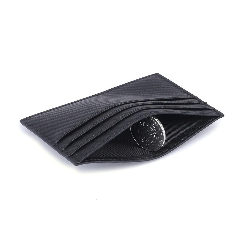 Popular Carbon Fiber Leather RFID Blocking Minimalist Small Credit ATM Card Holder for Mens