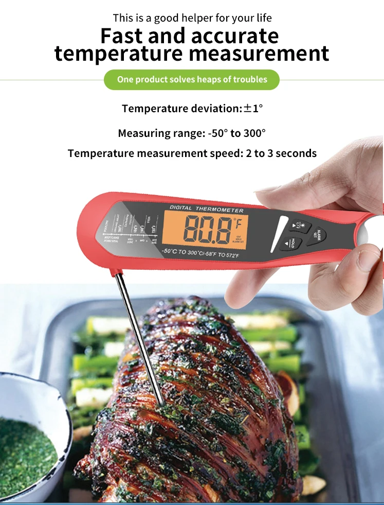 Meat Thermometers Dual Probe Instant Read Food Thermometer with Alarm Backlight Calibration Bottle Opener Digital Thermometer