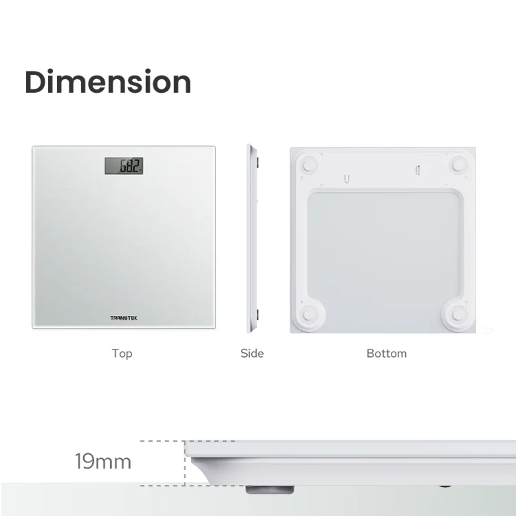 TRANSTEK Large LCD Display Screen Personal Electronic Bathroom Weighing Body Weight Scale
