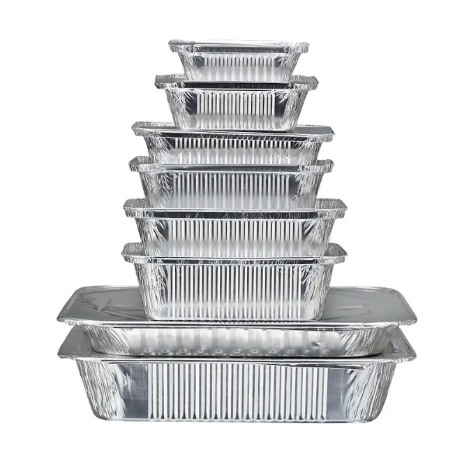 230ML Disposable aluminum foil box Recyclable BBQ Foil Container Food Use Restaurant Take Away Box With Lid