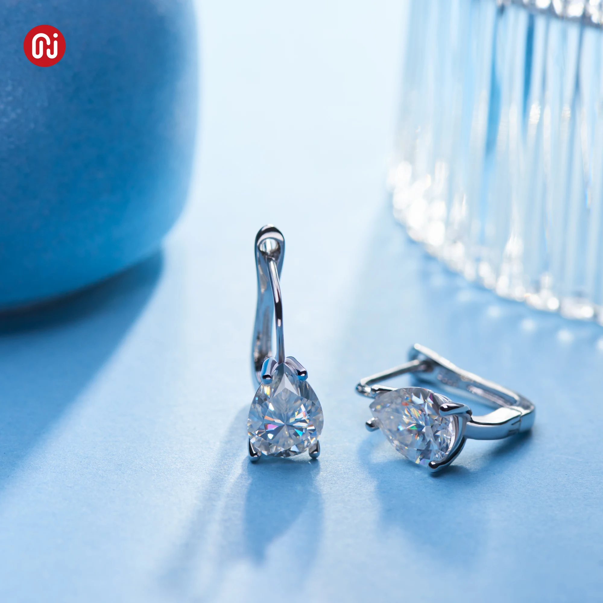 GIGAJEWE Moissanite White  D Color Pear cut VVS1 Total 2.5ct 925 Silver Drop Earring 18K Gold Plated moissanite earring