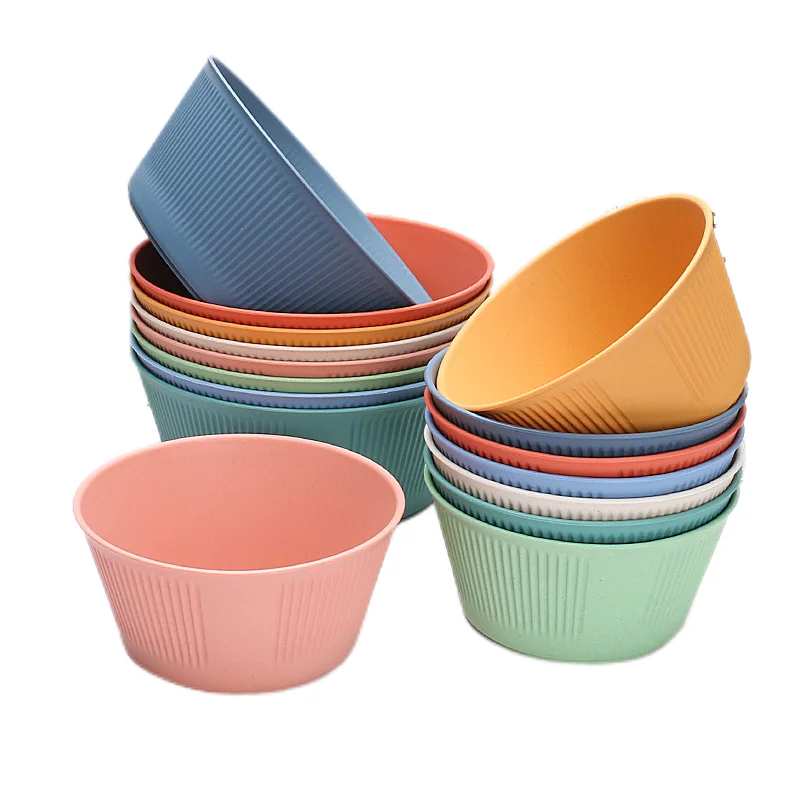 Amazon Bowl Cup Plate Vertical Set Home Salad Bowl Dinner Plate Mug Portable Tableware Cutting Board Wheat Straws