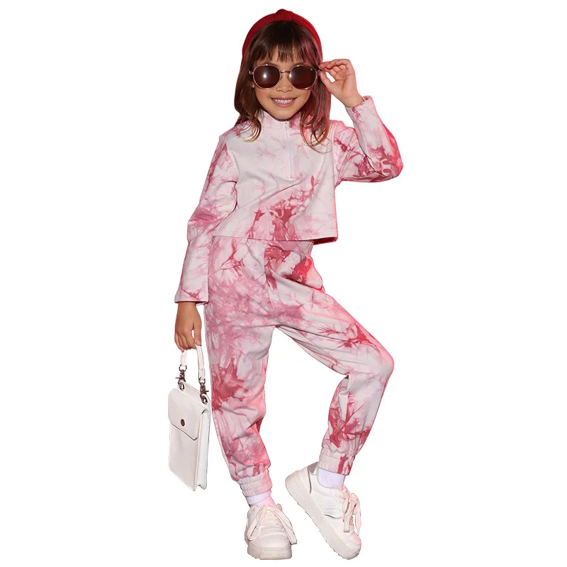 2021 Fall mommy and me outfits Tie dye hoody 2pcs long sleeve pants sets family matching Fall set women hoodies two piece sets