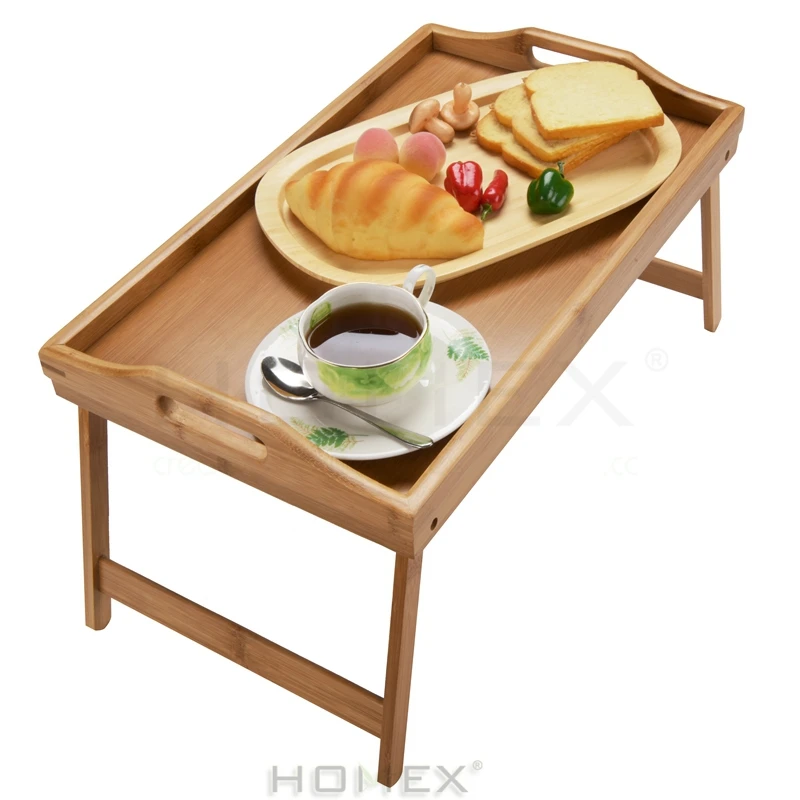 
Hot Sale Wooden Bamboo Bed Serving Tray with Foldable Leg/Homex_BSCI 