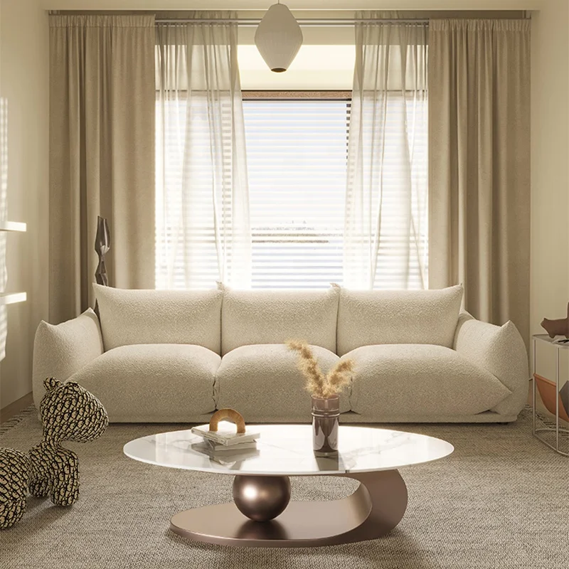 sofa berkualiti cantik modern 3 tempat duduk putih designer boucle krim sofa ruang tamu terkini