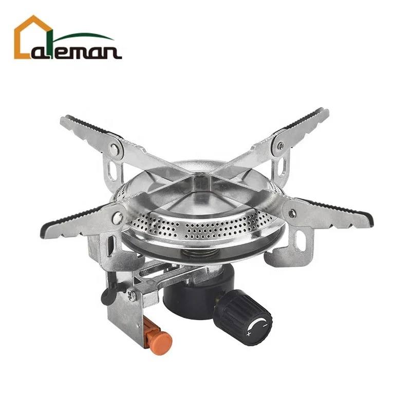 3500w Mini Integrated Camping Gas Stove, Pocket Compact Hiking Gas Burner Cooker w/Green Plastic Carry Case Big/Large Fire Plate