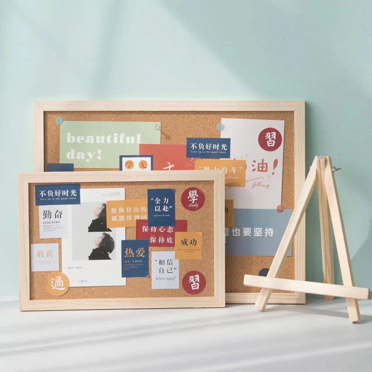 Hot sale 40x60CM INS style celebrity message board Dormitory simple solid wood frame photo wall cork board office stationery