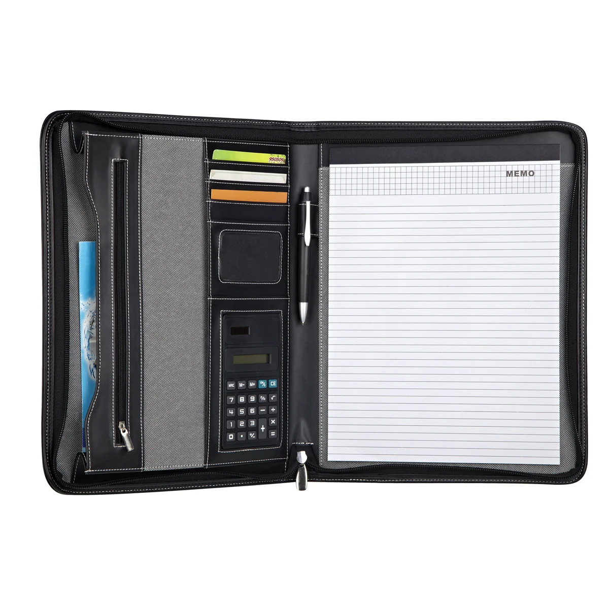 Business Stationery Briefcase Leather A4 For Documents Folder Portafolio With Calculator