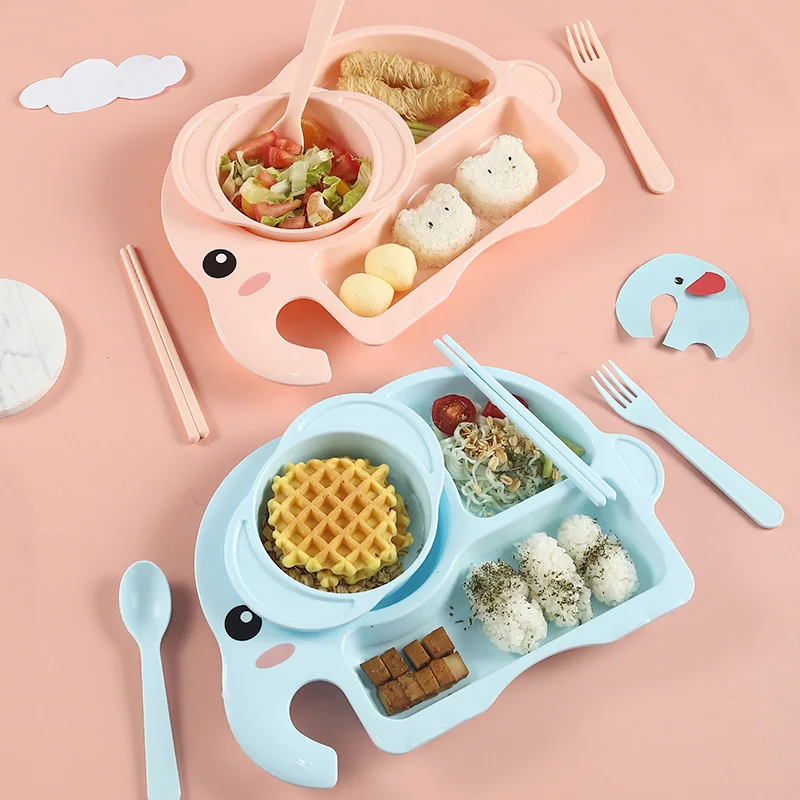 Новый дизайн, набор столовой посуды для кормления детей, набор столовых приборов с тремя отделениями и чашей