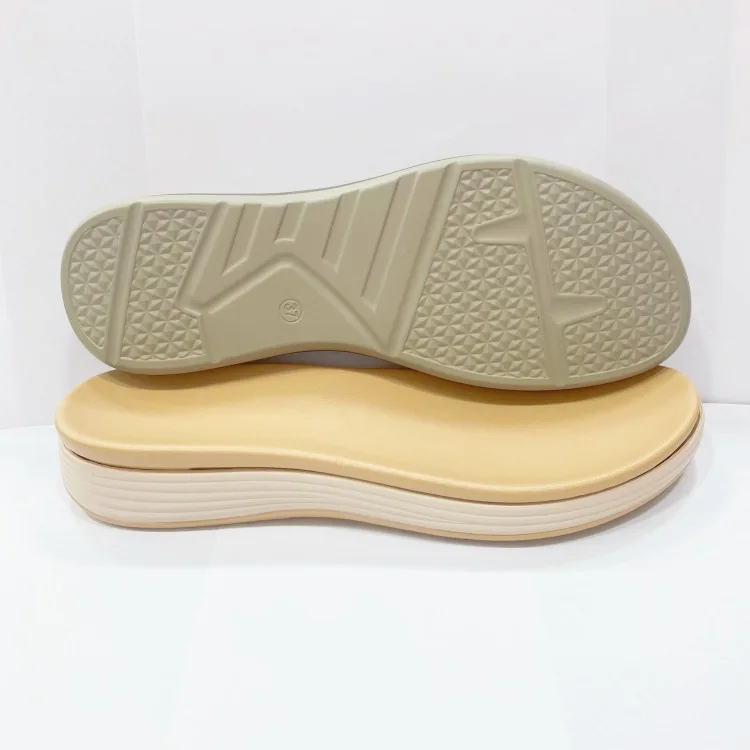 New Design Beach Double Sandals Outsole TPR Bottom Polyurethane Flat Pu Material Women Slipper Sole