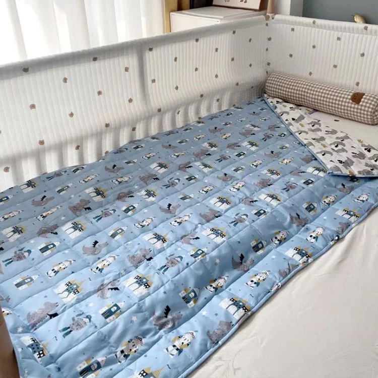 Grey Bamboo Fiber Kids Custom Dropship Knitted Organic Cotton Weighted Blanket