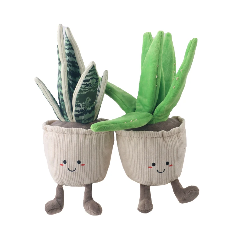 D King Custom Flower Pot Pets Toys Plush Interactive Durable Chewing Squeaky Plant Potted Toys for Dogs