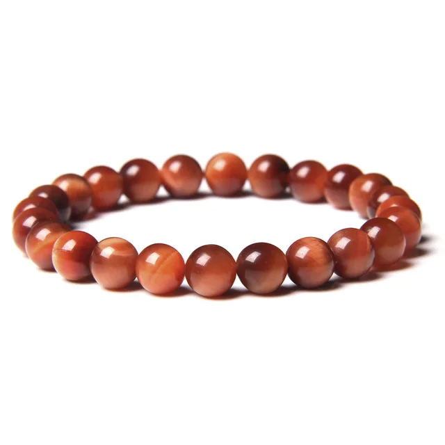 16 Colors Beautiful Natura Brown Purple Pink Blue Tiger Eye Gemstone Beaded Stretchy Bracelet for Men Women Gift