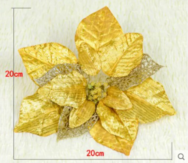 Wholesale Christmas Decor Tree Ornaments Artificial Red Velvet Poinsettia