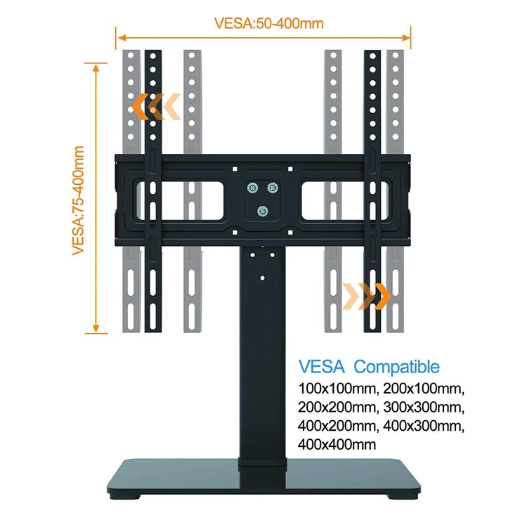 Desk Tempered Glass Base TV Mount Stand Desktop Table Monitor Glass Flat Panel LCD TV Stand