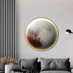 Moon Wall Lamp Modern Creative Corridor Moon Mural Lamp Light Luxury Black Living Room Iron Acrylic Round LED Moon Wall Light
