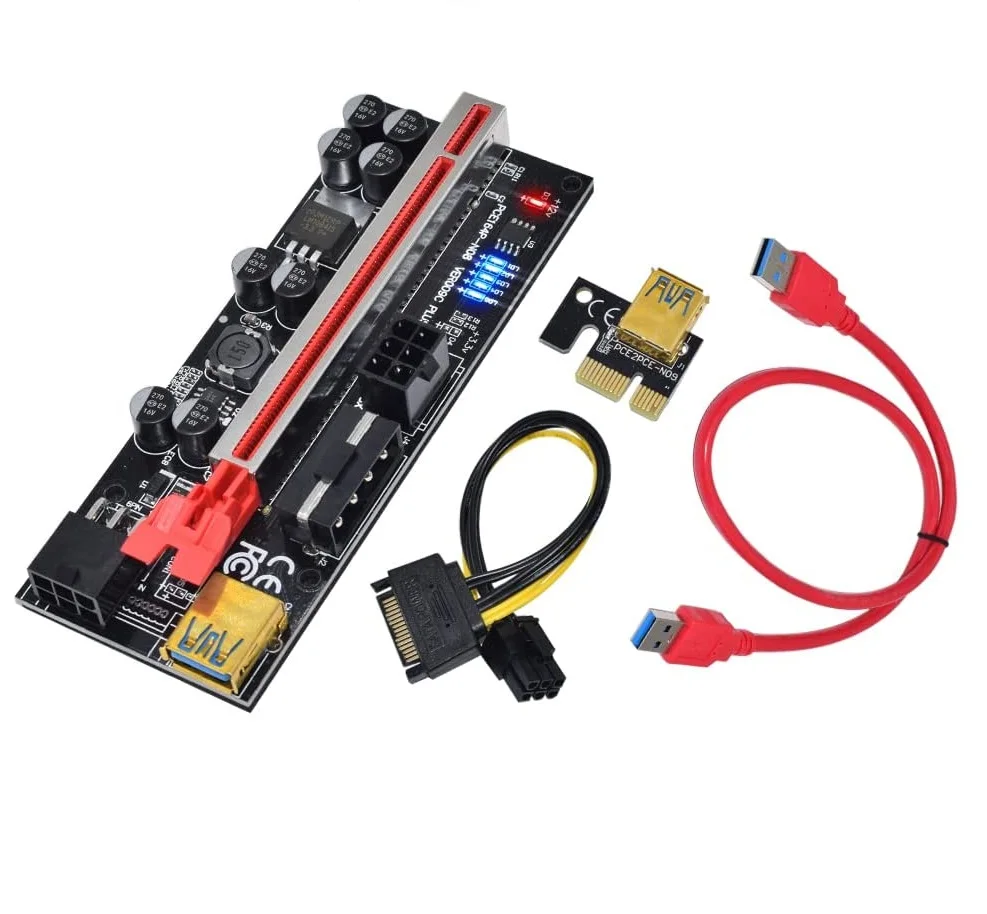 Новейшая модель; VER009S PCIE Riser Express кабель 1X для 16X Dual-6pin с графикой Удлинитель силовой кабель USB 3,0