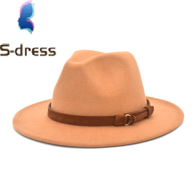
New Fedora Hat for Ladies Autumn Winter Thermal Hat for Men Jazz Woolen Top Hat 