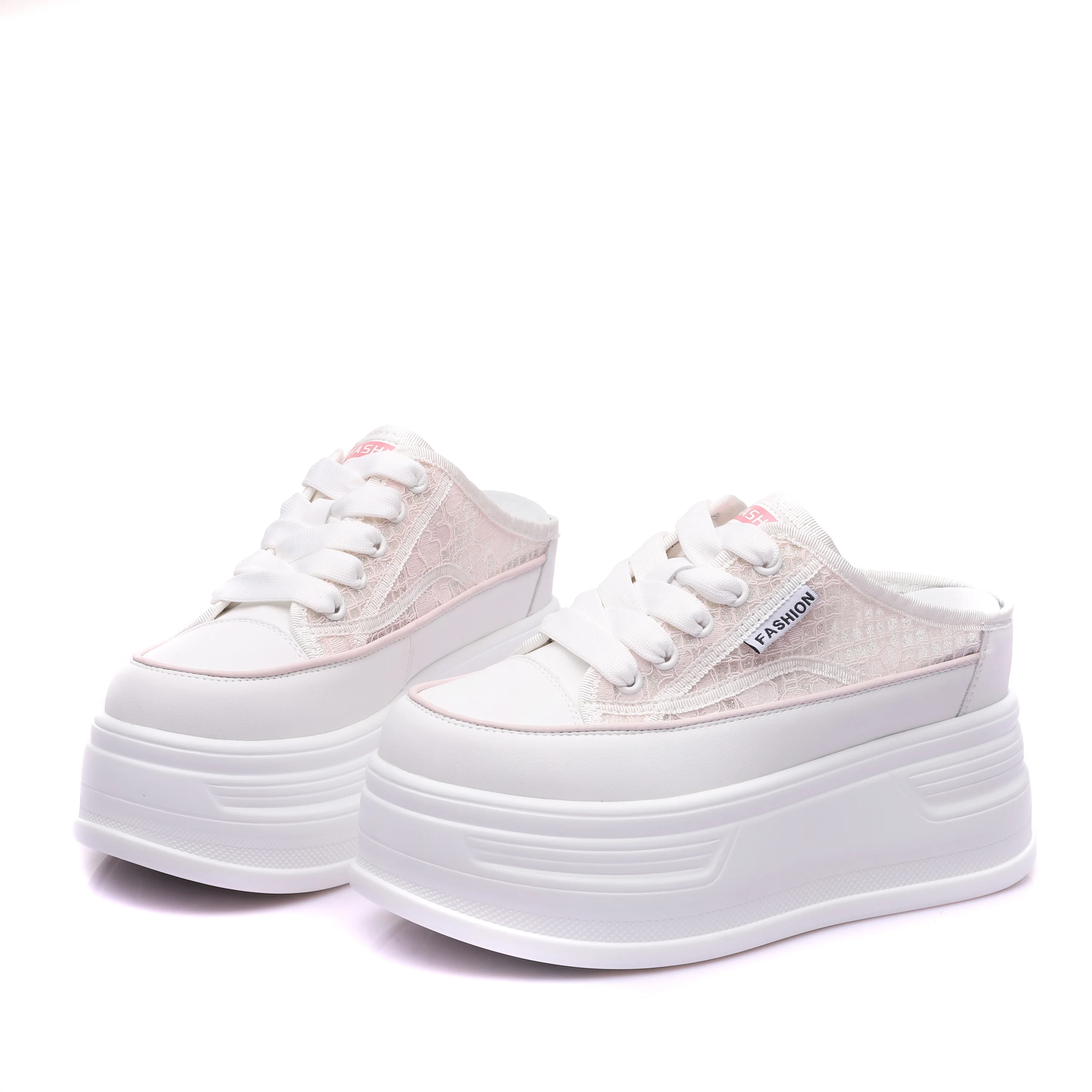 Laced up Fashion Breathable Mesh Thick Sole Platform Heeled Sandals Wholesale Platform Sandals Slippers for Women