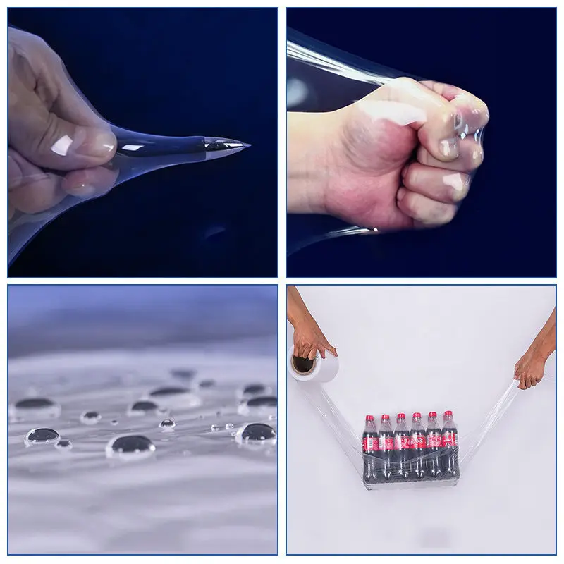 Plastic Pe Protective Strech Cling Wrapping Hood Film Elasticizzato LLDPE Pallet Hand Stretch Wrap Jumbo Roll Film