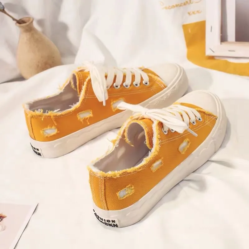 New Arrival Avocado Green Canvas Women Low-top Vulcanized Flat Student Shoes