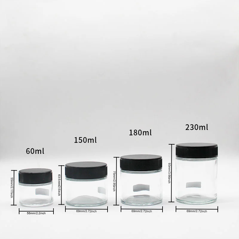 Child Resistant Proof Resist Resistance Glass Jar Bottle with Push Down and Turn Screw Top Custom Color Aluminum Bamboo Cap