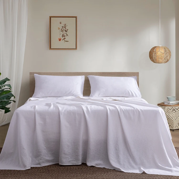 Oeko-tex Pure linen 100% French flax linen bedding sets 7 pieces luxury bed linen sheet sets Vintage europa Bedding sets