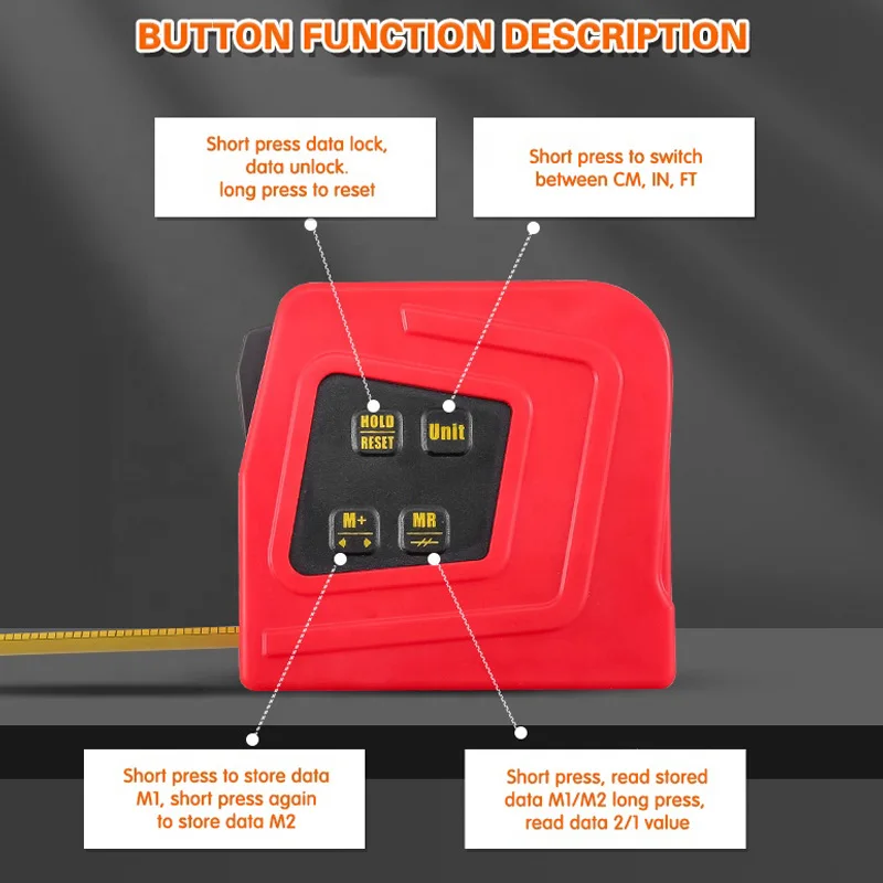 5 meter tape measure Led digital tape measure Electronic laser tape measure