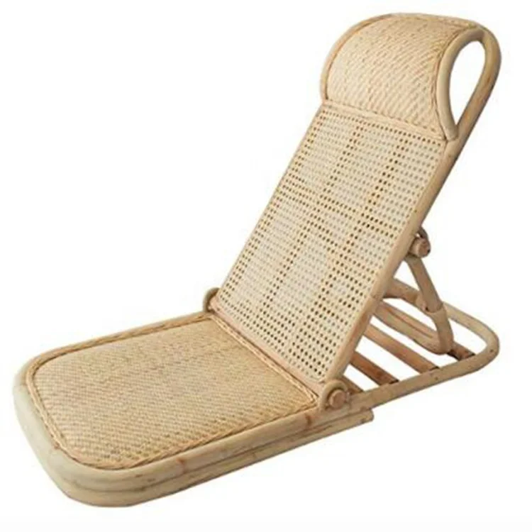 
Outdoor natural handwoven rattan recliner chair sun beach lounger small rattan folding beach chair folding  (62230759585)