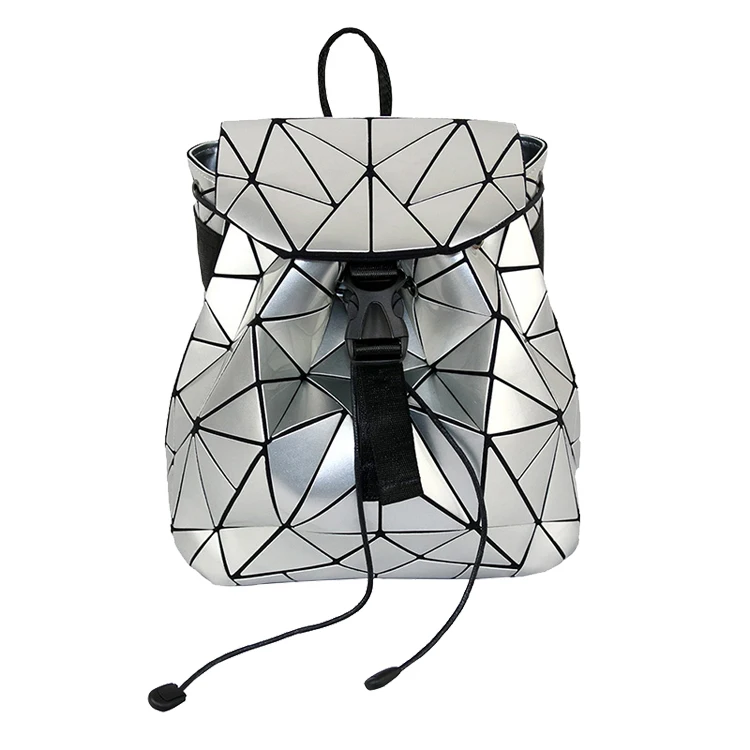 New style custom logo bagpack mochilas multifunction girls luminous geometric drawstring bag women back pack