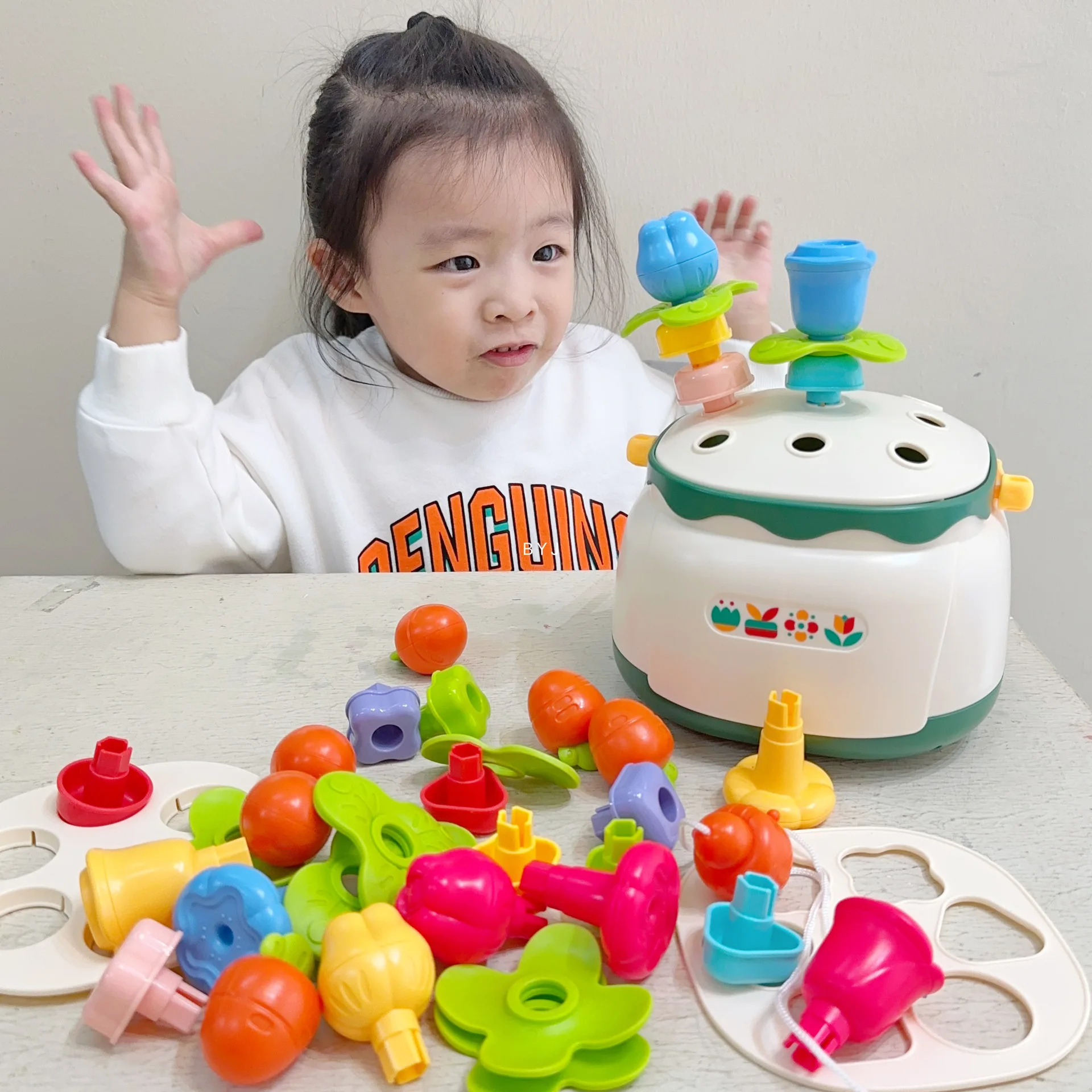 3 in 1 Toddler Fine Motor Skill Montessori Toy Matching Game Stacking Nesting Sorting Toy Flower Building Set