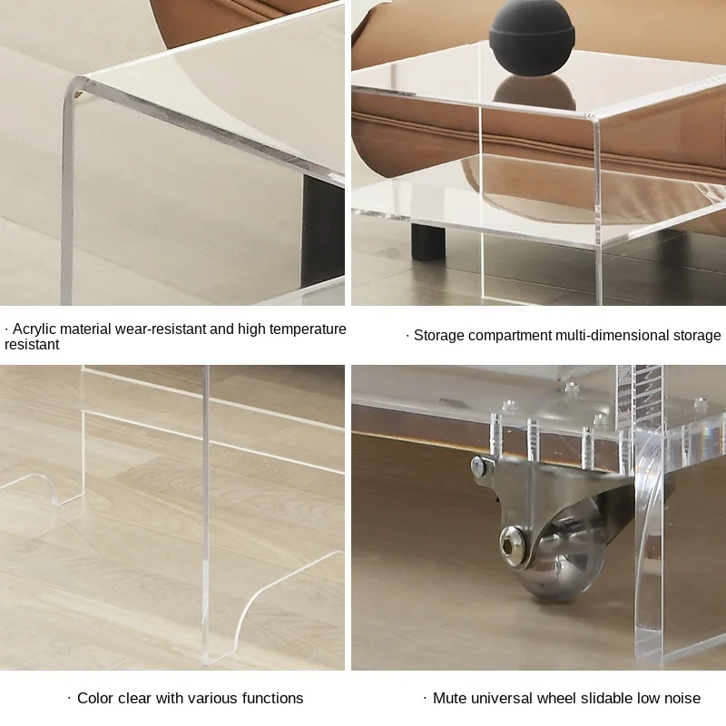 Modern Crystal Clear Acrylic Rectangle transparent Square side tea dining bar coffee table