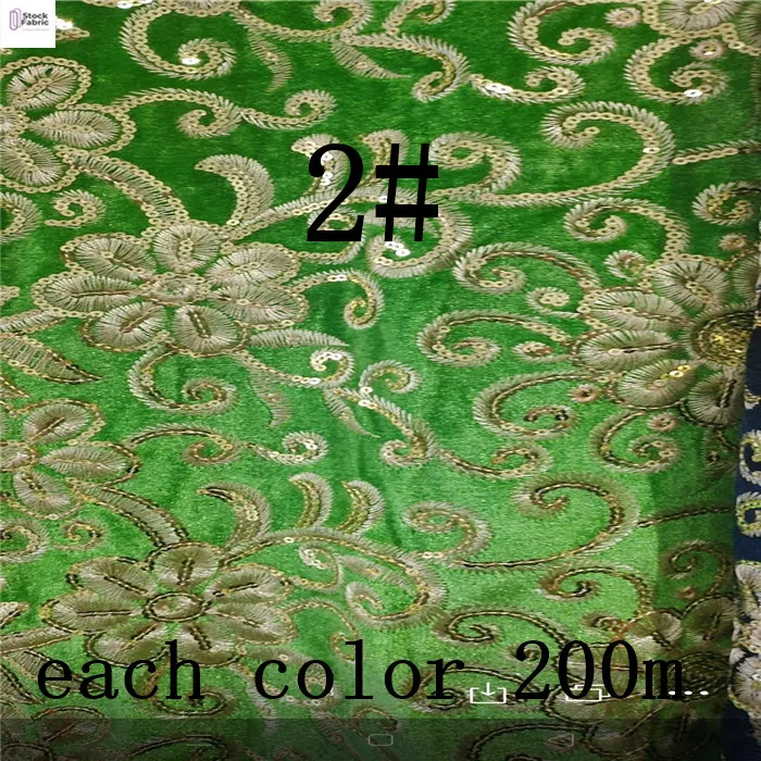 wholesale  High quality hot selling velvet embroidery fabric  sequin   stock  fabric for dress