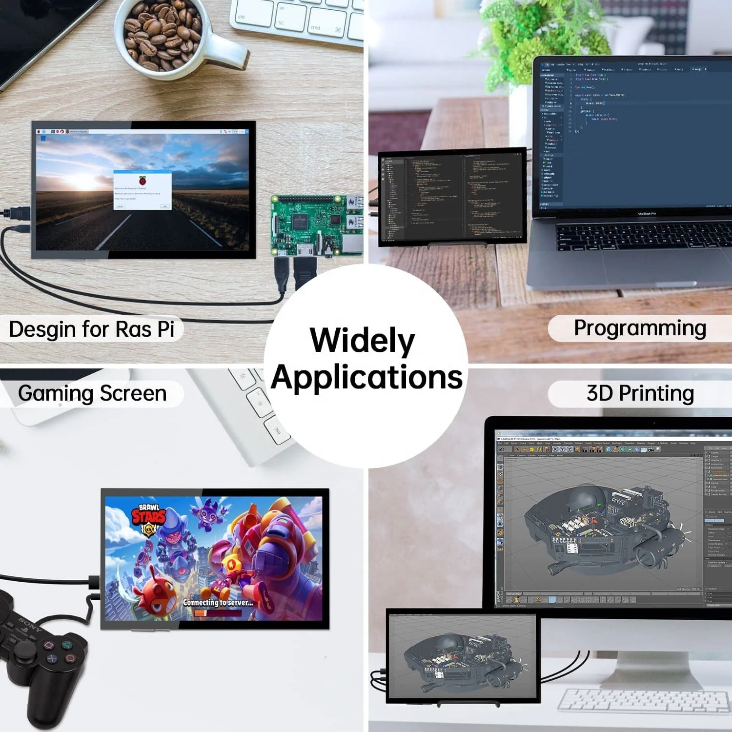 10.1-inch screen monitor 1024x600 r with stand IPS screen display for Raspberry PI 400/4/3/2/Zero/B/B+ Jetson Nano Win1/ 10/8/7