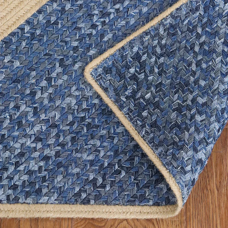Handwoven premium natural jute carpet living room coffee table sofa mat minimalist denim fabric designer style carpet