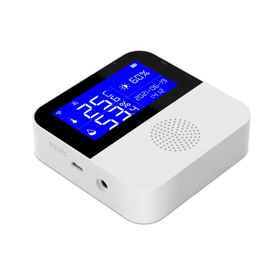 tuya wireless wifi smart Temperature Humidity brightness sensor external waterproof temperature sensor with lcd display screen