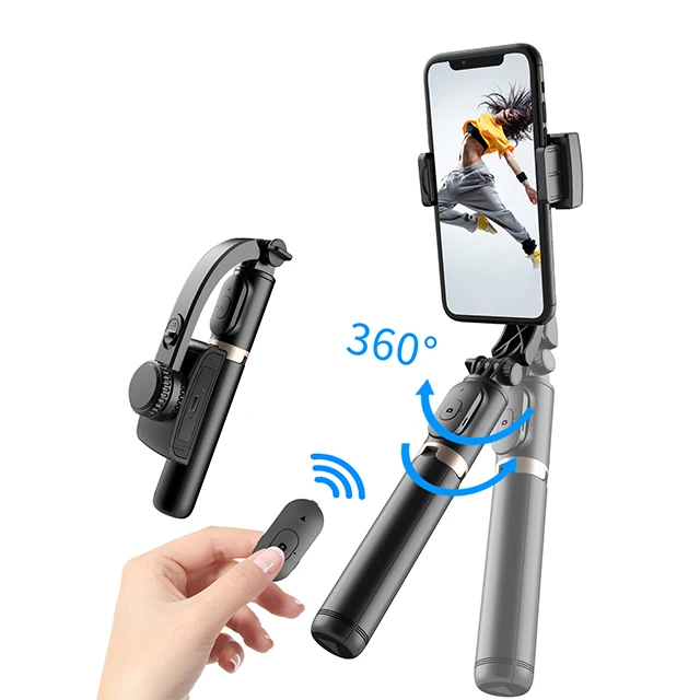 CYKE Q08 1-Axis Handheld Gimbal Stabilizer with Wireless Remote Mini 3-in-1 Extendable Seflie Stick Tripod with 360 Rotation