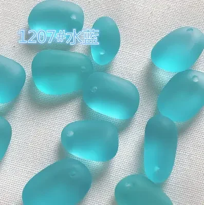 10-14MM beach bulk sea glass Beads charm with hole for Sea Glass Necklace Bracelet DIY
