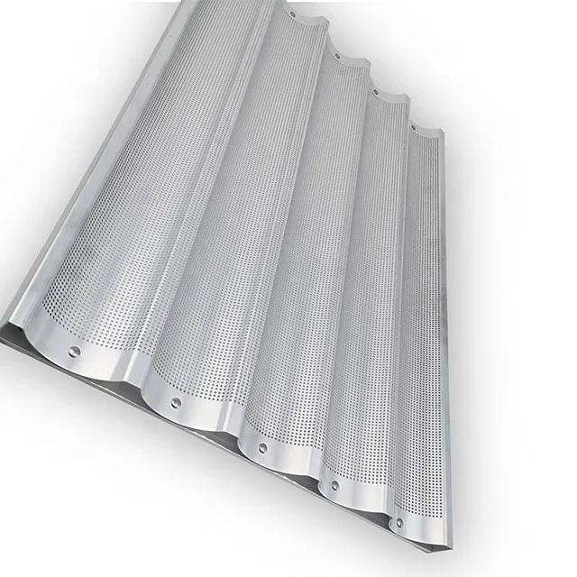 Factory Price Supertise China 4 Slots Aluminum French Bread Pan 5 Rows Non-Stick Coating Perforated French Bread Baguette Baking Tray