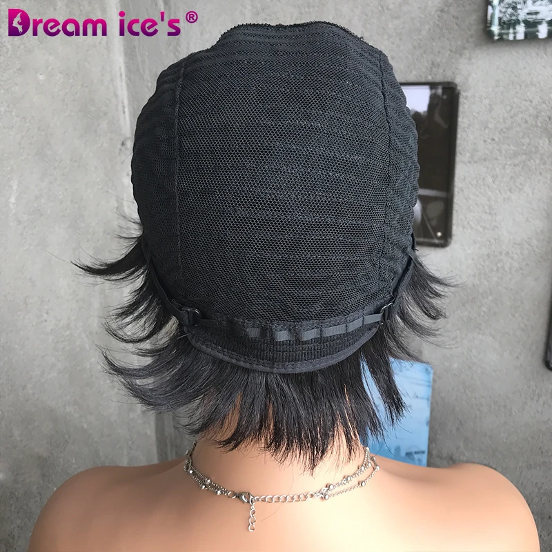 Wholesale Short Straight Pixie Cut Human Hair Wigs For Black Women 13*1 L Part Lace Brazilian Human Hair Lace Front Wigs
