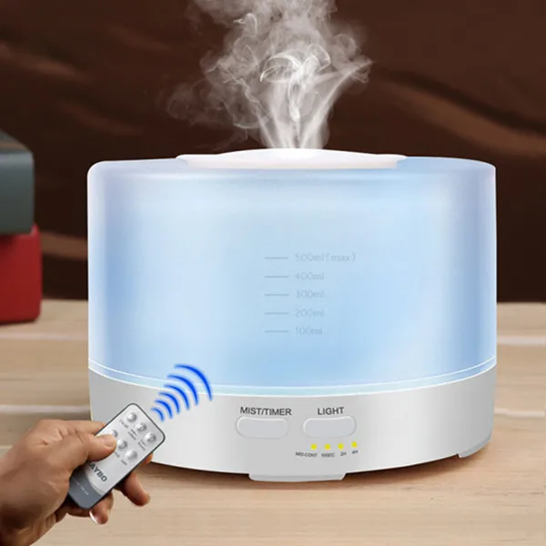 China Factory Supply Remote Control 500ml Ultrasonic Essential Oil Diffuser With High Quality Wireless LED  Humidifier