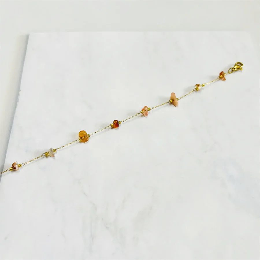 New design women stainless steel waterproof natural stone classic no fade no rust good quality 18k gold plated bracelet