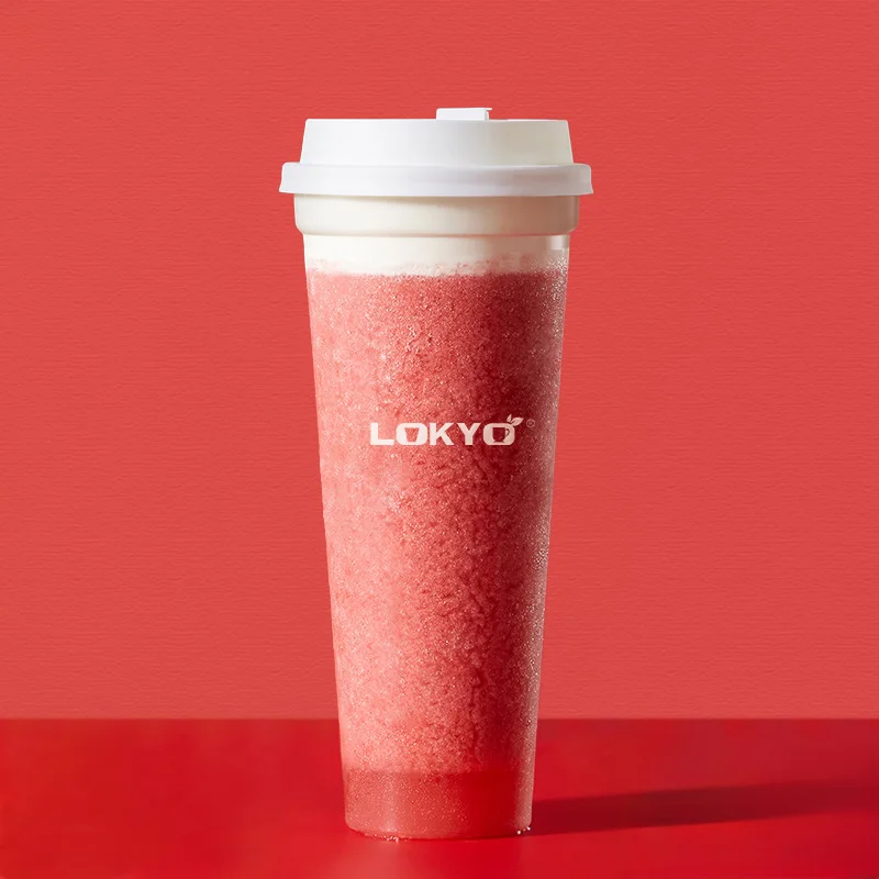 LOKYO 90mm PP injection clear hard plastic juice smoothie milk tea boba disposable plastic cup with lids