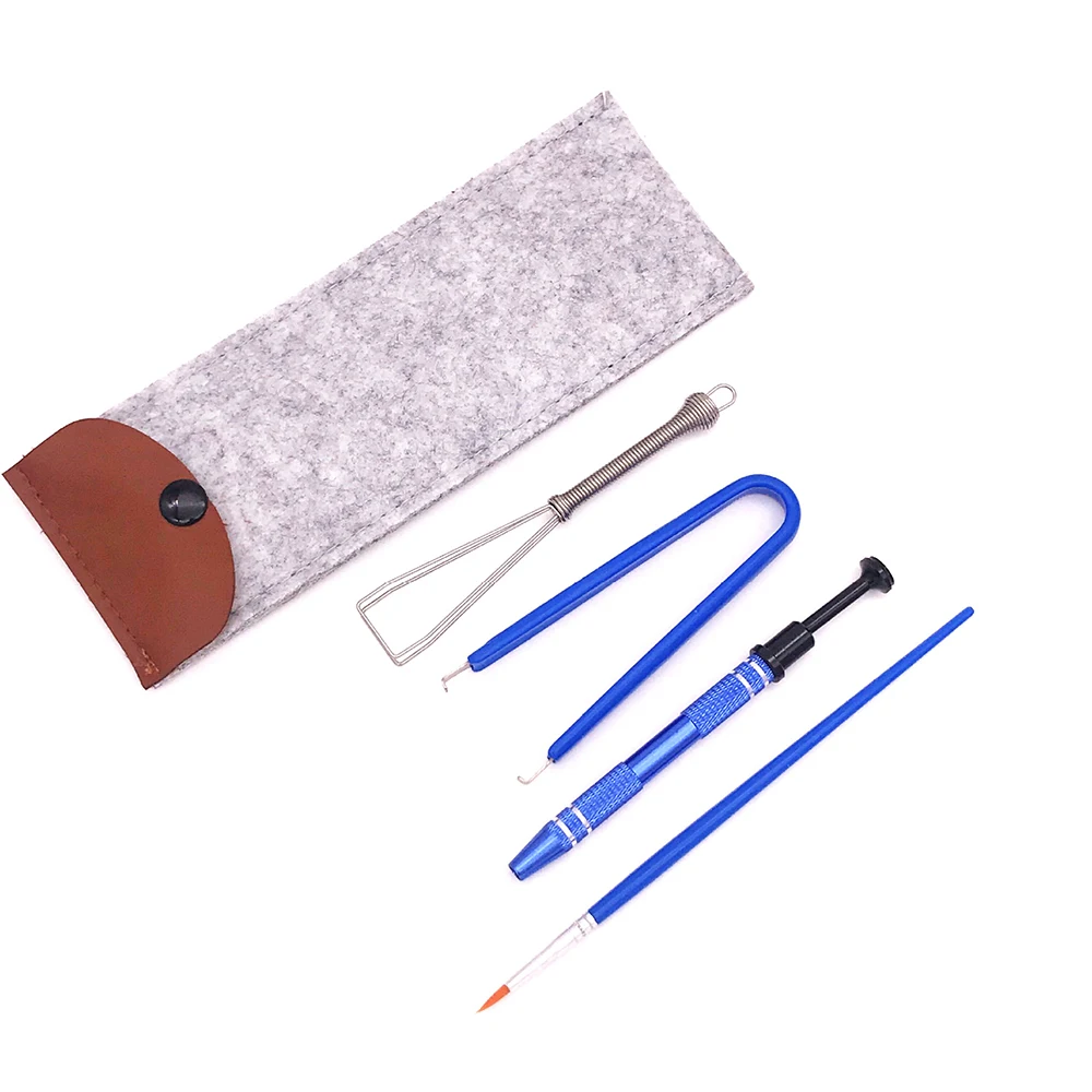 4 in 1 Mechanical Keyboard Tweezers Lube Brush Switch Puller Stem Picker Holder IC Claw Tools Set