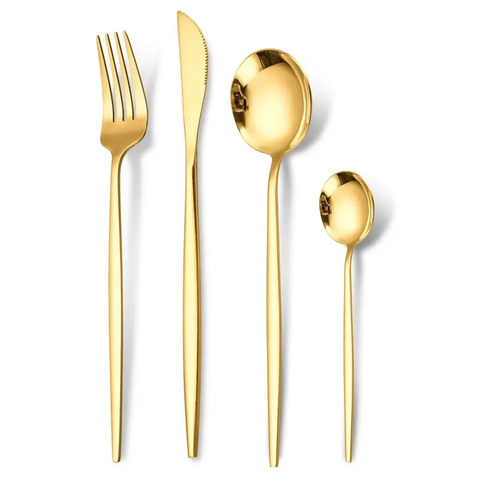 Best Selling Fine Flatware 18-10 Small Waist Vintage Mirror Rose Gold Stainless Steel Dessert Knife Fork Spoon Set